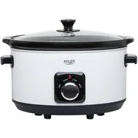 Adler Schongarer AD 6413w, Slow Cooker 5,8L, 3 Heizstufen, Edelstahl, spülmaschinenfest, weiß