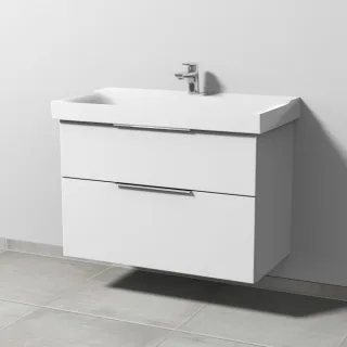Sanipa 3way Waschtischunterbau zu Geberit Xeno2 Waschtisch mit 2 Auszügen, Weiß-Soft UM66143