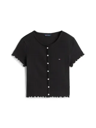 Tommy Jeans - Rippstruktur T-Shirt schwarz - Gr. - M