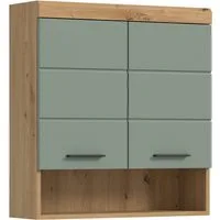 welltime Hängeschrank SIENA, Breite 74cm, 2 Türen, 1 offenes Fächer, MDF-Front (TOPSELLER) in verschiedenen Farben erhältlich, Badmöbel, Badschrank, Schrank, Bad