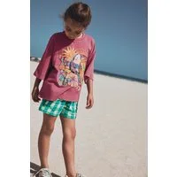 Next T-Shirt Kastiges Oversized Fit T-Shirt mit Stickerei (1-tlg)