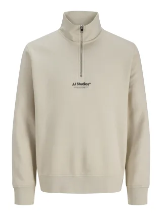 JACK&JONES - JJESOHO SWEAT QUARTER ZIP HN NOOS Moonbeam - Gr. - L