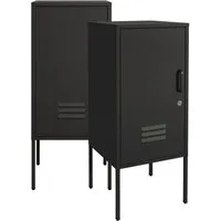 en.casa Nachtschrank (2er Set) »Hausjärvi« mit abschließbarer Tür 82 x 35 x 35 cm Stahl Schwarz