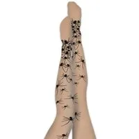 Fries Feinstrumpfhose Spinnen Strumpfhose beige 50 DEN Halloween Karneval 50 DEN Spinnen Motiv