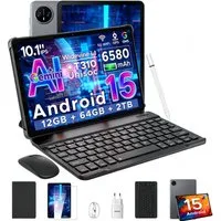 DOOGEE TAB A9 Tablet 10 Zoll, Android Tablet, 64GB ROM (TF 2TB), 5G WiFi Tablet (10.1", 64 GB, Android 15, Wifi, Android 16, Tablet mit Tastatur/Stift/Maus/Hülle, Face ID)