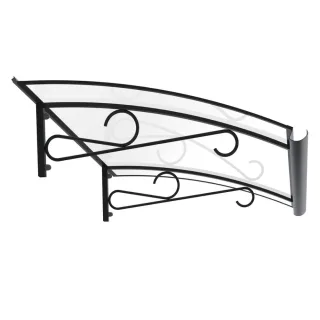 Vordach Bielefeld, Pultvordach, Aluminium, Glas, Anthrazit, mit integrierter Regenrinne, individuell konfigurierbar