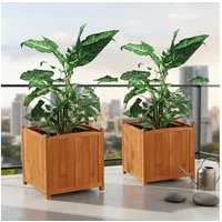Mucola Pflanzkübel 2er Set Blumentopf eckig Pflanztrog 50cm Blumenständer Blumenkasten (Stück, 2 St., Blumentopf Pflanztrog), Innenfolie