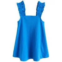 Next Jerseykleid Jersey-Minikleid mit Stickerei und Rüschenträgern (1-tlg)