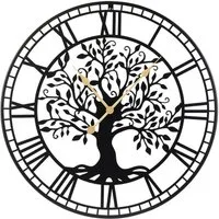COSTWAY Wanduhr (Dekorative Uhr mit römische Ziffern, ohne Tickgeräusche)