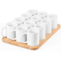 KONZEPT Becher Set für Kaffee, 350 ml Porzellantassen zum Bemalen, 12-tlg., Gesamtvolumen: 350 ml, Nutzvolumen: 300 ml, Ø 80 mm, Höhe: 95 mm
