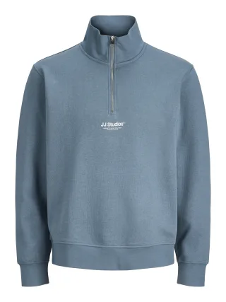 JACK&JONES - JJESOHO SWEAT QUARTER ZIP HN NOOS Blue Mirage - Gr. - M