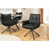 riess-ambiente Drehstuhl SIGNATURE schwarz - Echtleder, Metall, drehbar, mit Armlehne (Einzelartikel, 1 St), 360° drehbar & mit Taschenfederkern - ideal für Esszimmer & Büro