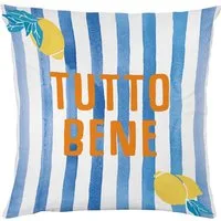 queence Dekokissen Tutto Bene blau weiß gestreift, Beidseitig bedruckte Kissenhülle, Kissen 40x40cm, inkl. Reißverschluss