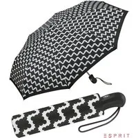 Esprit Taschenregenschirm schöner Schirm für Damen mit Auf-Zu Automatik, mit modernem, abstrakten Wellendesign - schwarz