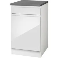 KOCHSTATION Unterschrank KS-Virginia,neu in verbesserter Ausführung (Stauraum, Softclose, mit CPL-Arbeitsplatte) Breite 50 cm, 1 Tür, 1 Schubkasten, Soft-Close-Funktion