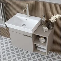 Roomart Waschbeckenunterschrank LYCIA 72 cm hängend, offenes Regal, Keramikbecken inkl., 4 Farben (Set) Soft-Close, offene Regalsektion, 32 cm tief, Wandmontage, Waschbecken