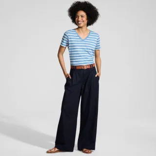 Leichte Bundfalten-Jeans mit weitem Bein, Damen,  Blau, Baumwolle, by Lands' End