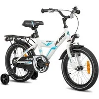 HILAND Kinderfahrrad Sentry 16/18 Zoll Jungen Kinderfahrrad für Kinder ab 4 bis 9 Jahren, 1 Gang, mit Rücksitz/Gepäckträger Stützräder Handbremse