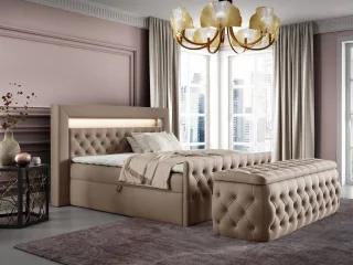 Boxspringbett Schlafzimmerbett ERNESTO Nr.3 160x200cm in Elisa Velvet Beige