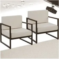tectake Gartenstuhl Balkonstuhl, Dicke Sitzpolster, 120 kg Belastbarkeit, 74 x 78 x 85 (Terrassenstuhl Comosa für Außen in Braun/Beige, 2 St), höhenverstellbar, Stahlgestell, wasserabweisende Polyesterbezüge