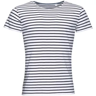SOLS Mens Miles Striped Short Sleeve T-Shirt (Weiß/Navy)