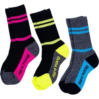 Hard Yakka Crew 3er-Pack Baumwoll-Arbeits-Socken für Frauen in Mehrfarbig