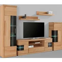 OTTO home Wohnwand Ribe Wohnwand Set-5 St., (Set, 5-St), Glaseinsatz aus gehärtetem Glas,Böden teilweise versetzbar