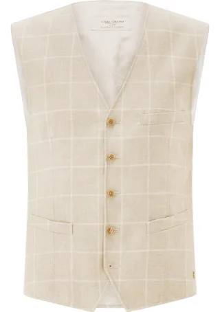 CARL GROSS - Karierte Weste beige - Gr. - 48