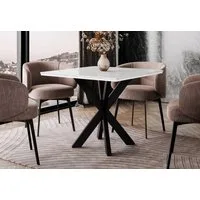 Home Collective Esstisch Tisch Küchentisch Esszimmertisch 90x90cm verschiedene Farben (Esszimmer Küche Wohnzimmer Esstisch), modernes Design Kreuzgestell aus Metall 90x90 cm Weiß Marmor-Optik