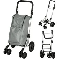 MC Star Einkaufstrolley Einkaufstrolley, 46 Liter Tasche, Faltbarer Einkaufswagen, mit Kühltasche, verstellbarer Griff, Aluminiumrahmen, Grau