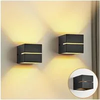 Vivitar LED Wandleuchte Wandleuchte Aluminium –2er SET– Wandlampe Schwarz Gold, LED wechselbar, Design Wandbeleuchtung für Wohnzimmer, Schlafzimmer, Flur