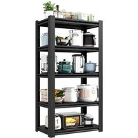 MC Star Schwerlastregal 5 Ebenen – Metall Lagerregal 650kg Tragkraft, Verstellbar, Stabiles Lagerregal, Schwarz, H183cm * B90cm * T40cm