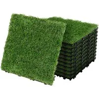 ML-DESIGN Kunstrasen Bodenplatte Terrassenfliesen Grün Fliesen mit Drainage und Klicksystem, Quadratisch, Höhe: 35.0 mm, Bodenbelag 4m²/44 Stück Grasfliese Grasmatte Rasenteppich Outdoor