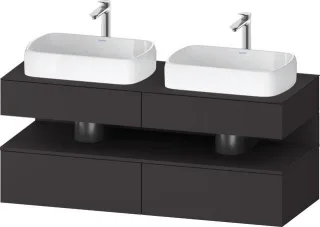 Duravit Qatego Konsolenwaschtischunterbau wandhängend Graphit Supermatt 1400x550x600 mm - QA47670808 QA4767080800000