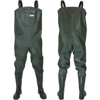 Fortmen Wathose mit Stiefel Herren 38-47 - Anglerhose zum Arbeiten, Angeln & Outdoor (mit verstellbarem Schultergurt) Wasserdicht