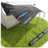 Tarpofix® Vorzelt Wohnwagen Wohnmobil wasserdicht 420D Oxford, (Sonnensegel mit 3-fach-Keder, inkl. Teleskopstangen & LED-Kette), 400x240 cm UV 60+