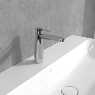 Villeroy und Boch Conum Einhebel-Waschtischarmatur TVW12700300061 mit Zugstangen-Ablaufgarnitur, chrom