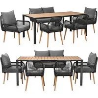 Swing&Harmonie Gartenlounge-Set für 4-6 Personen mit Tisch, Sofa, Stühle, Esstisch, (wetterfest, WPC-Tischplatte, Seilgeflecht Lounge, inkl. Kissen Sienna Garten Sitzgruppe), Outdoor Essgruppe