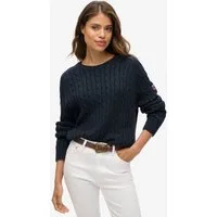 Superdry Strickpullover SLOUCHY CABLE KNIT Loose Fit, mit Rundhalsausschnitt, in normaler Länge