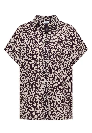 CECIL - Hemdbluse mit Leo-Print aus Leinenmix rot - Gr. - M