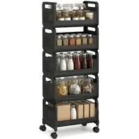Sekey Küchenwagen Rollwagen 25 cm breit, servierwagen mit rollen, 25×35×103cm, gemüseregal küchenwagen Metall Aufbewahrungsregal