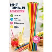 Poller GmbH Vogtland Trinkhalme Strohalme, Trinkhalme, Papier, versch. Designs und Mengen, (50-tlg)