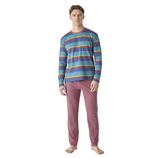 Langarm-Rundhals-Baumwollpyjama für Herren JJB12