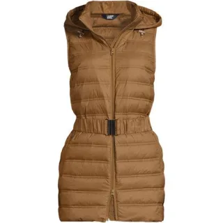 Daunenweste WANDERWEIGHT Verstaubar Ultraleicht mit Gürtel, Damen,  Beige, Nylon, by Lands' End