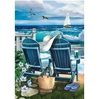 Rötting Design Malen nach Zahlen BASTELIDEE 5d Diamond Painting Set Motiv romantische Strandkulisse (Komplett-Set), Diamond Painting Vollbild, Lieferung enthält alle Utensilien