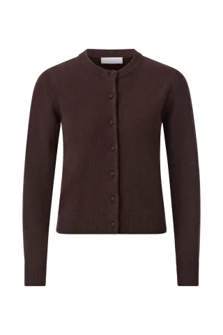 Rich & Royal - Crew Neck Cash Long Sleeve Cardigan chocolate torte - Gr. - XS