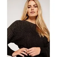 Apricot Strickpullover Ombre Batwing Pullover mit Lurexfäden