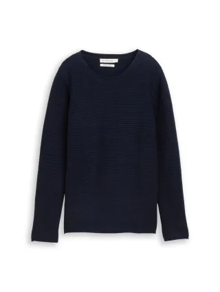 Tom Tailor - Strickpullover mit Rundhalsausschnitt sky captain blue - Gr. - L