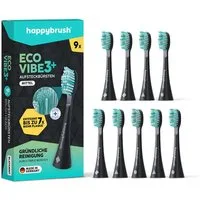 happybrush Aufsteckbürsten V3 Black-Mint - mit Wechselindikator - 9 Stück - Spar-Set, für happybrush Eco Vibe 3, hochwertige Triple-Borsten, Wechselindikator