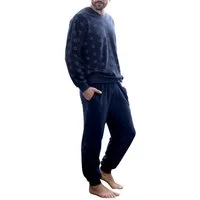 Normann Pyjama Herren Frottee Pyjama lang mit Bündchen - auch in Übergrößen